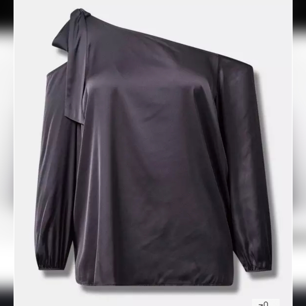 Torrid Dark Gray Satin Cold Shoulder Top